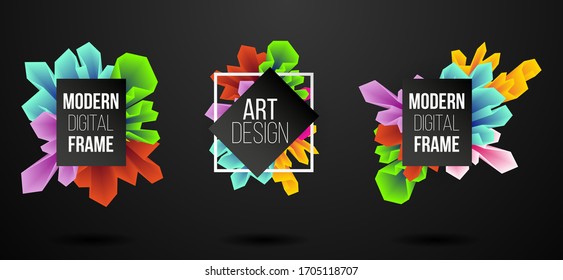 Diseño de fluido dinámico y colorido para logotipo, presentación y volantes. Banners geométricos líquidos con formas de tinta flotante. Fondo del vector abstracto