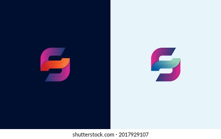 Colorful dynamic initial logo design letter S