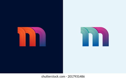 Colorful dynamic initial logo design letter M