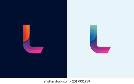 Colorful dynamic initial logo design letter L