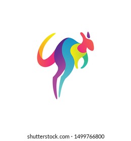 Colorful and dynamic Kangaroo logo design template, very modern feel