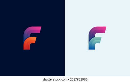 Colorful dynamic logo design letter F