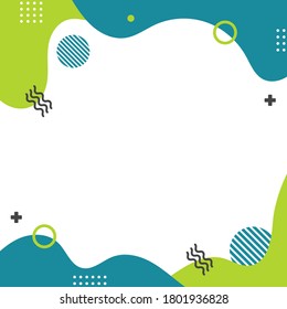 Colorful dynamic memphis style in square size. Abstract creative background. Template for advertising or banner with copy space for text. Modern trendy cute flat graphic design illustration.