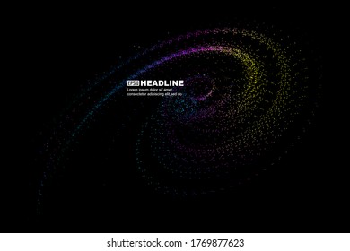 Fondo de textura gráfica abstracta de vórtice cósmico de partículas dinámicas coloridas.