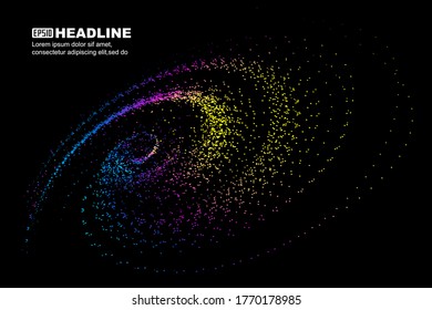 Colorful dynamic particle cosmic vortex abstract graphic texture background.