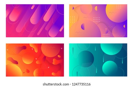 Colorful dynamic shapes composition on gradient background. Geometric trendy template for poster cover banner flyer report brochure vector illustration