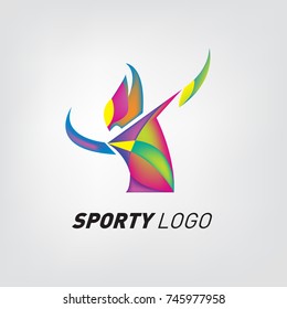 Colorful Dynamic Sport Logo and Icon. Sport Event and Health Activity Design Template.