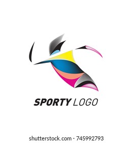 Colorful Dynamic Sport Logo and Icon. Sport Event and Health Activity Design Template.