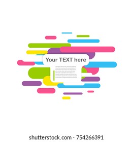 Colorful dynamic for text background mock up. Speed line abstract modern colorful mockup. Colored cover book template trendy rounded corner banner. Magazine vector poster illustration backdrop. 