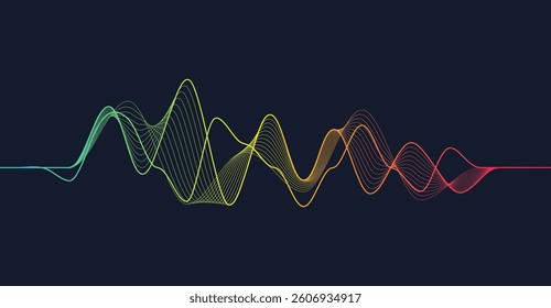 Colorful dynamic wave. Music abstract background. Music wave poster design