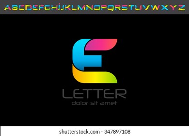 Colorful E letter Logo design alphabet collection