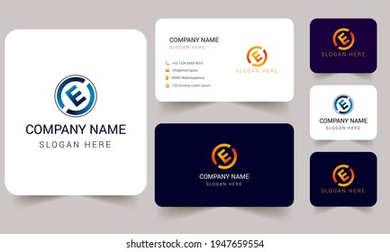 Colorful E Logo and Business card Design