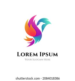 Colorful eagle creative logo design template in gradient colors style