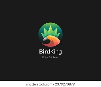 Colorful eagle with crown head logo