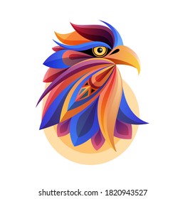 Colorful eagle head abstract vector artwork with white background. Perfect for t-shirt print, postcard or poster design