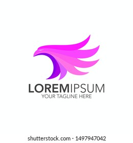 Colorful eagle head logo design