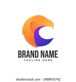Colorful eagle head logo design