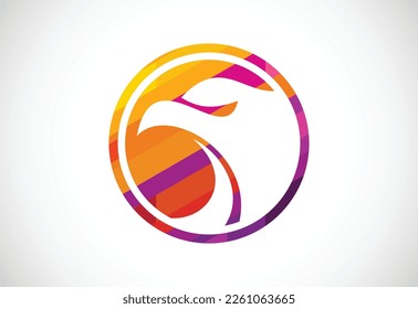 Colorful Eagle head logo design vector template. Mosaic pattern