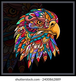 Colorful eagle head mandala arts.