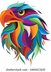 colorful eagle head with a white background