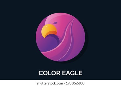Colorful eagle logo template with circle concept. Suitable for your business logo, icon.