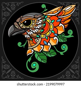 Colorful eagle zentangle arts isolated on black background