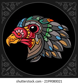 Colorful eagle zentangle arts isolated on black background