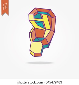 Colorful ear isolated on white background. Vector illustration.