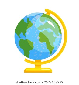 Ilustración gráfica de Vector de globo terráqueo colorido. Símbolo coloreado de viaje, exploración y vacaciones aislado sobre fondo blanco