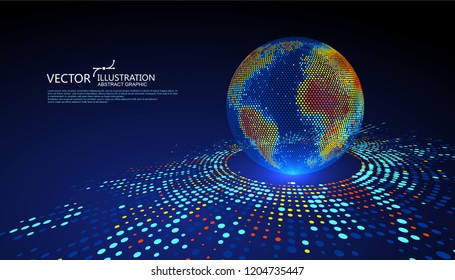 Colorful earth graphic design can be used for business infographics.