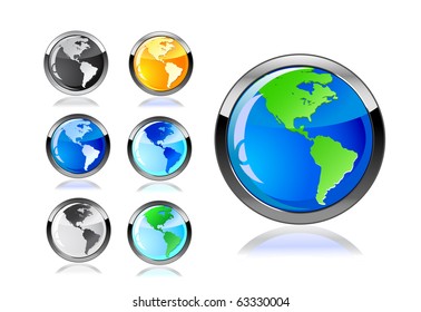 colorful earth icon set isolated on white background