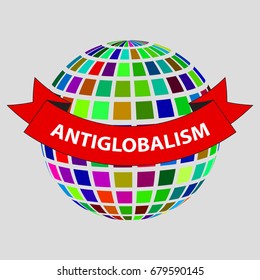 Colorful earth. Logo anti globalization. Stock vector