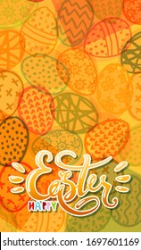 Colorful easter banner with place for text. Happy Easter wish. Template for social networks, history. Flat vector illustration, layout