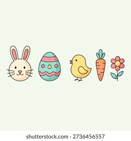 Colorful Easter bunny chick egg carrot flower