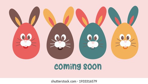 Colorful easter bunny eggs set. Holiday coming soon  vector illustration