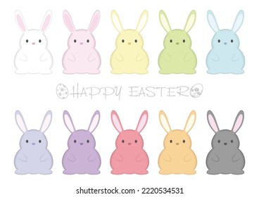 Colorful Easter Bunny Mascot Vector Illustration Set Isolated On A White Background.