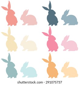 Colorful Easter Bunny Silhouette