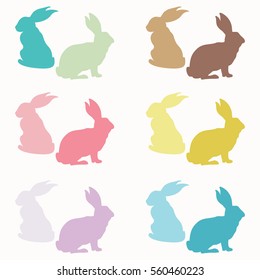 Colorful Easter Bunny Silhouette
