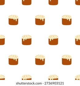 Colorful Easter Cake. Kulich. Seamless Pattern. Flat Vector Design