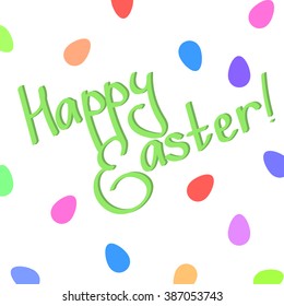 Colorful Easter card with eggs and lettering