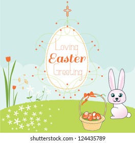 Colorful Easter card with Easter elements