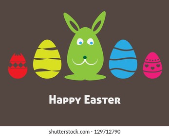 Colorful easter card with rabbit