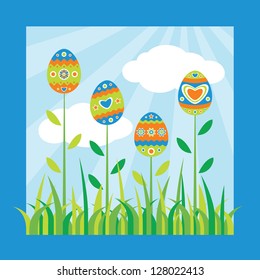 Colorful easter card. Vector illustration.