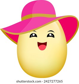 Colorful Easter egg character design with hat. Happy Easter holiday concept. Illustration.