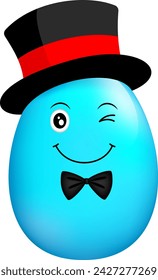 Diseño colorido del personaje del huevo de Pascua con el sombrero. Feliz concepto de vacaciones de Pascua. Ilustración.