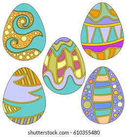 Colorful Easter Egg Collection isolated over white background