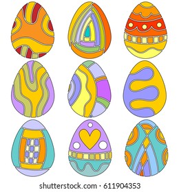 Colorful Easter Egg Collection isolated over white background