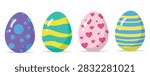 Colorful Easter Egg Collection with Purple Blue Green Yellow and Pink Decorative Patterns