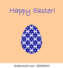 Colorful Easter egg decorated with cornflowers pattern. Design Easter card. Vector-art illustration