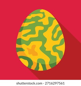 Colorful easter egg decorated with green and yellow wavy stripes, creating a festive and vibrant design for spring celebrations